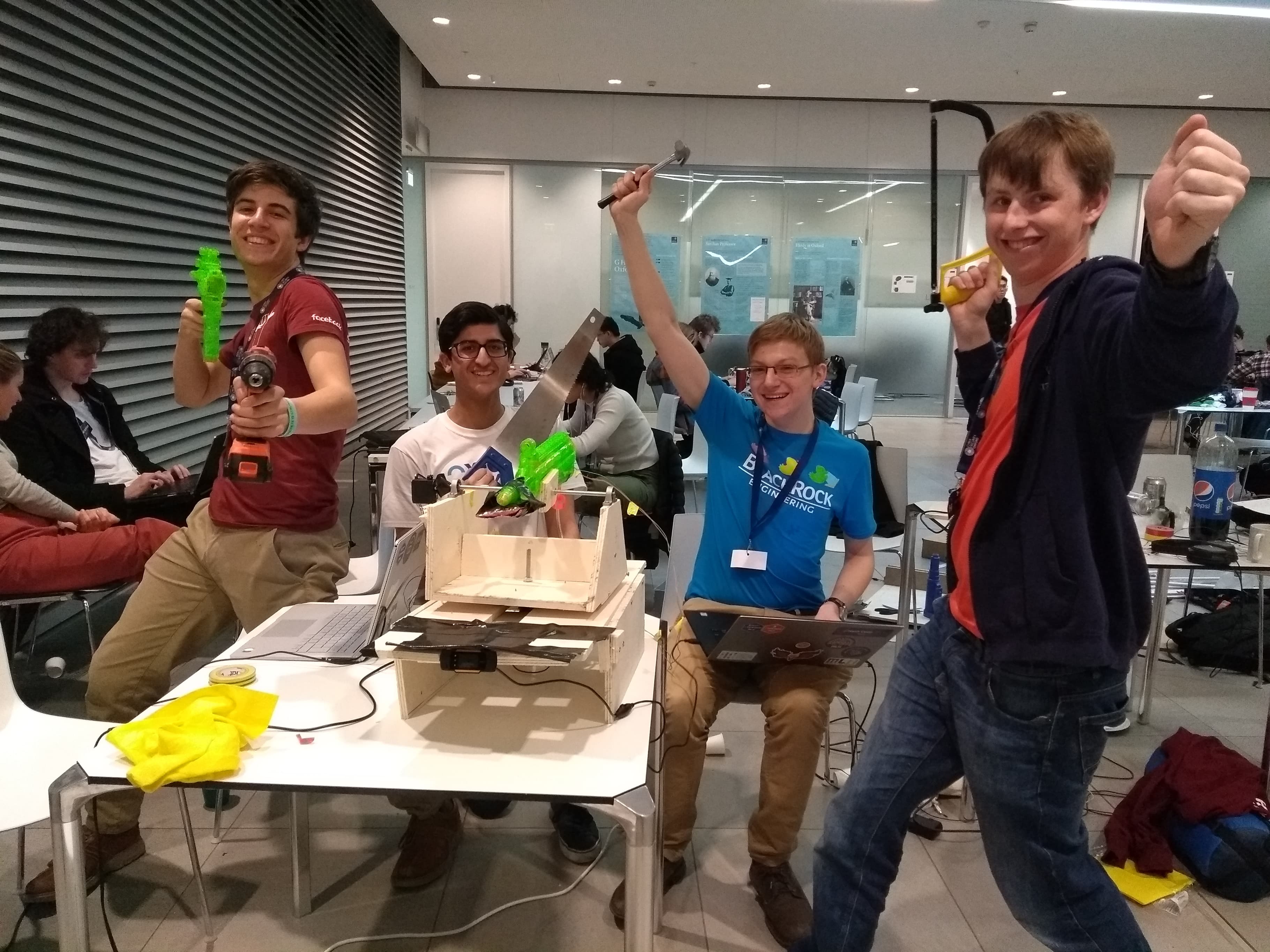My hackathon team celebrating our latest accomplishment